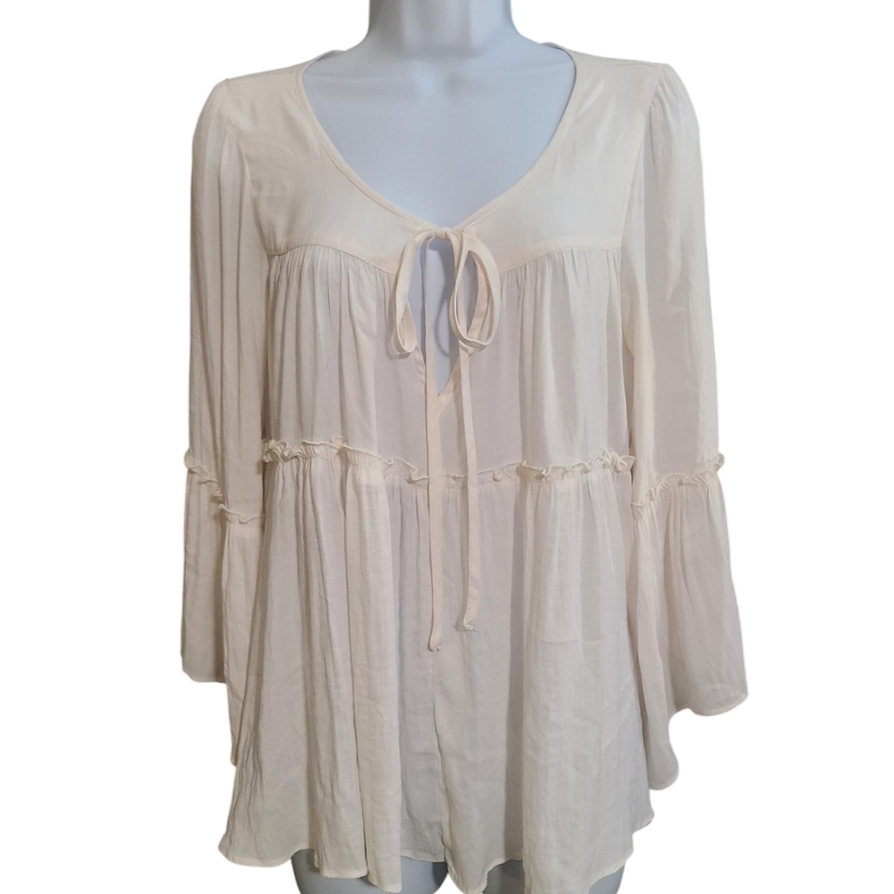 FREE PEOPLE bell sleeve blouse M - Picture 2 of 9